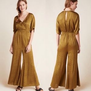 NWT Anthropologie Satin Green Jumpsuit (Size S/M)